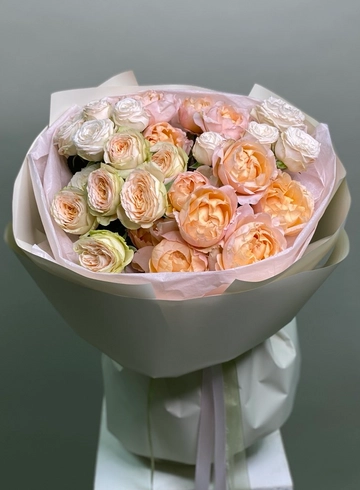 Персиковый пионовый букет от интернет-магазина цветов в 